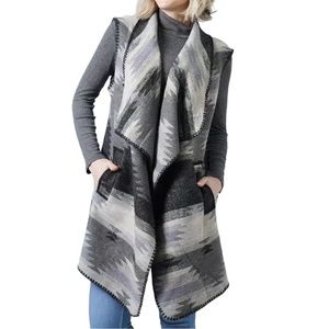 L.I.B. New York Western Flagstaff/Aztec Pocket Vest, Black.  One Size (O/S)